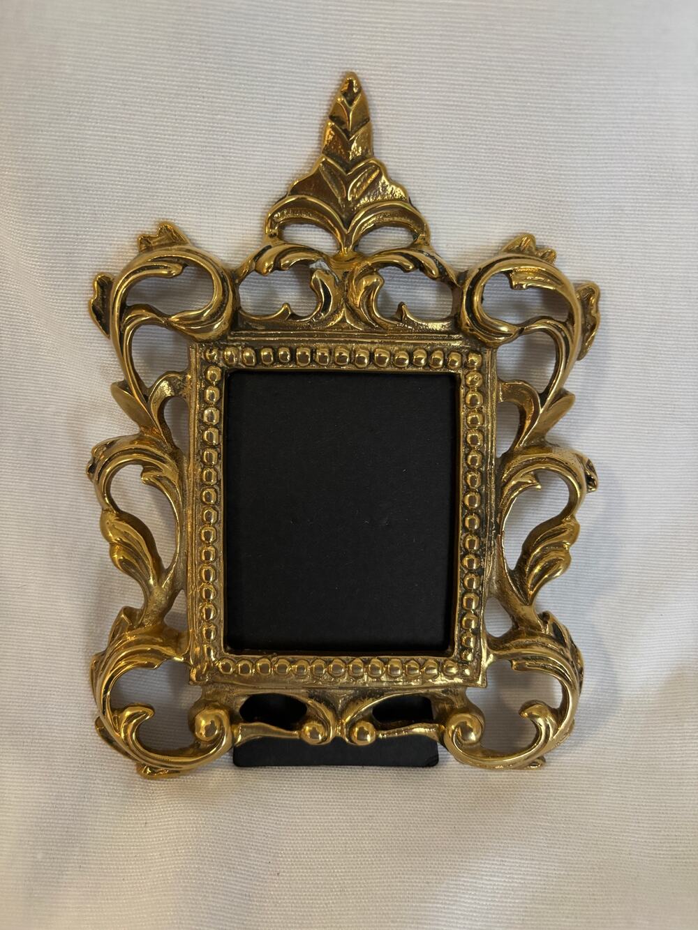 Vintage Victorian Style Metal Picture Frame Scroll Rococo Brass 2.5" x 3"